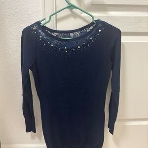 Pinkblush maternity Navy Lace Sweater with Beaded Detail
